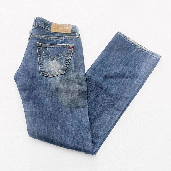 Replay Button Down Dark Wash Bootcut Denim Jeans SZ 27 x 32 - Picture 4 of 8